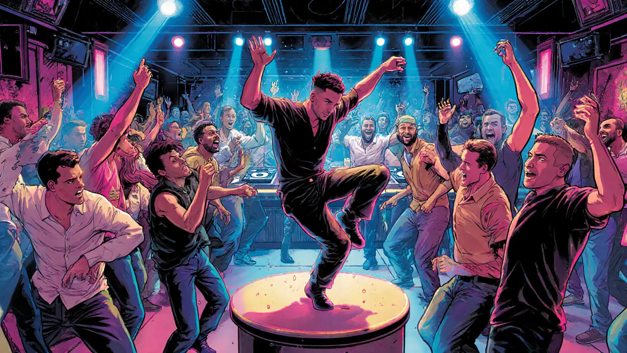 Crowd dancing energetically in a neon-lit club with DJs spinning, no VIP barriers, pure celebration in full motion.
