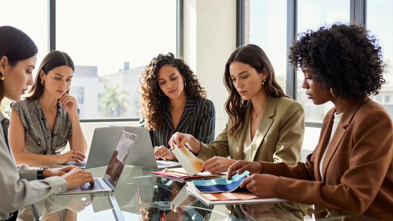 Diverse female entrepreneurs in luxury fashion meeting